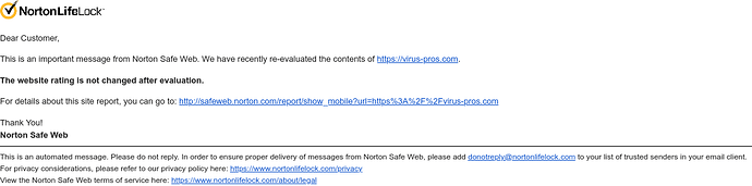 Screenshot 2021-08-07 at 14-41-18 Norton Safe Web URL Dispute Update https virus-pros com - francescorosi27 gmail com - Gmail