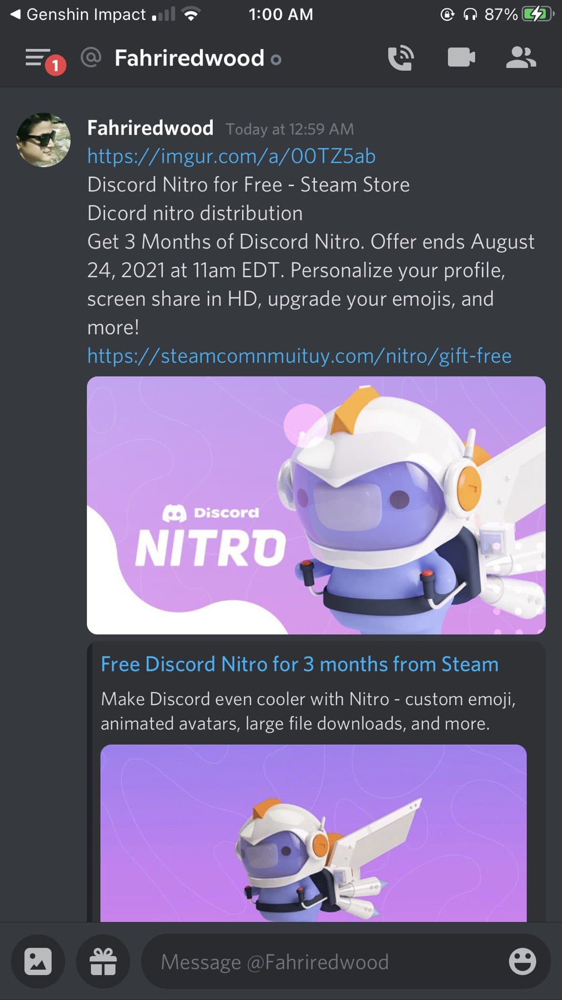 discord nitro steam scams