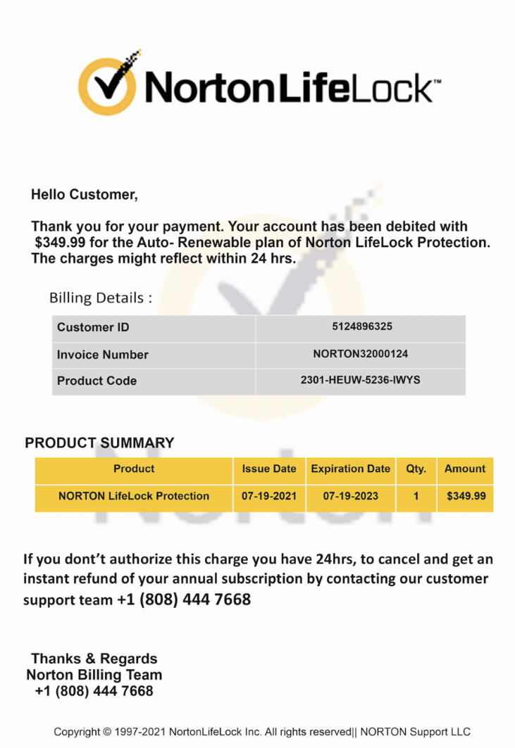 Fake Norton Invoice Scammer Refund Scam Scammer Info