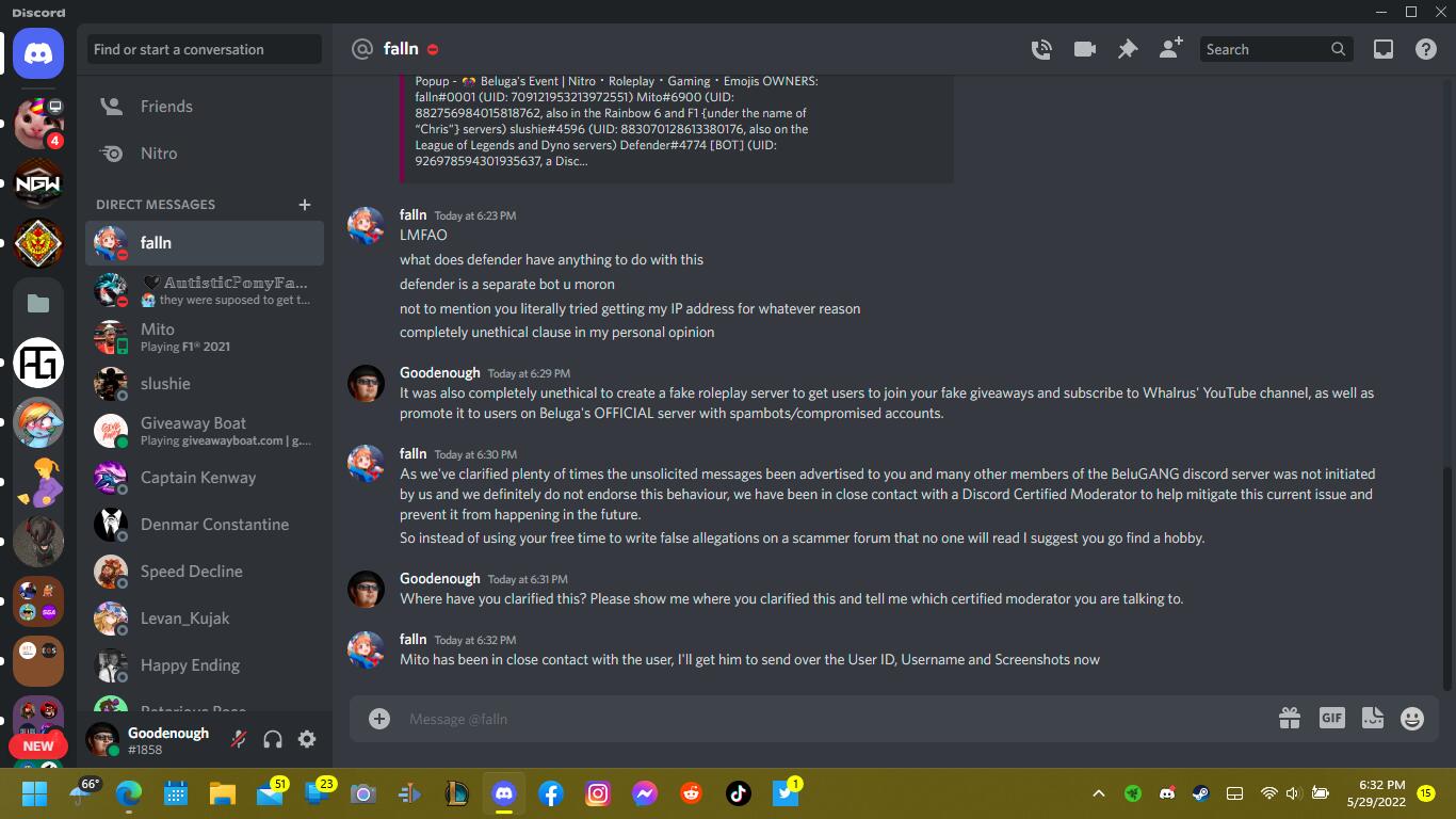 i need a new partner for beluga's new roleplay server SCAMMERS (ATTEMPTED  DOXXING/BLACKMAIL) - Name and Shame - Scammer Info