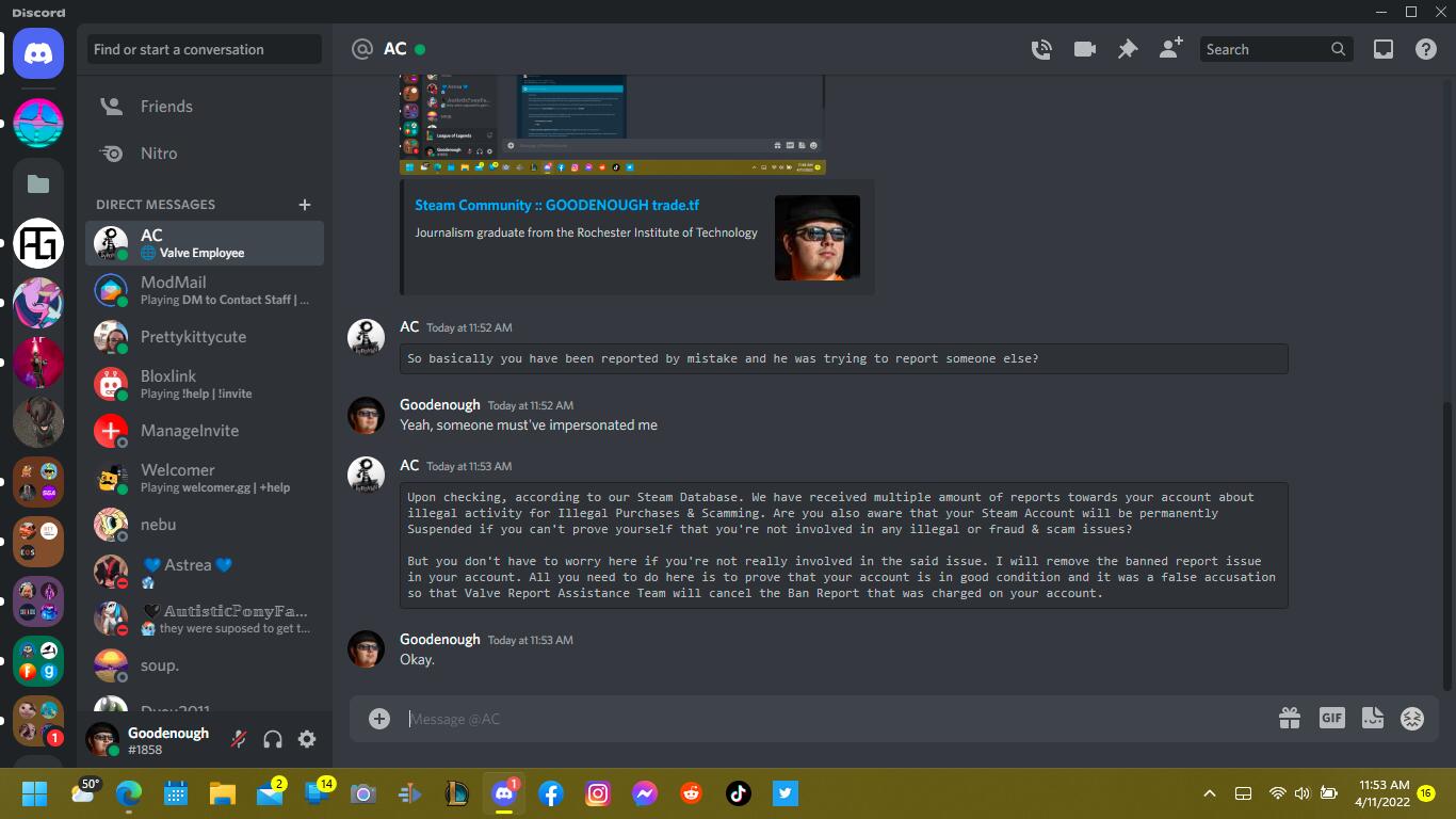 Pedro Panache on X: I had quite the scare today. Someone on discord  messaged me about my steam account being involved in fraudulent behaviour.  I thought it was a scam at first.
