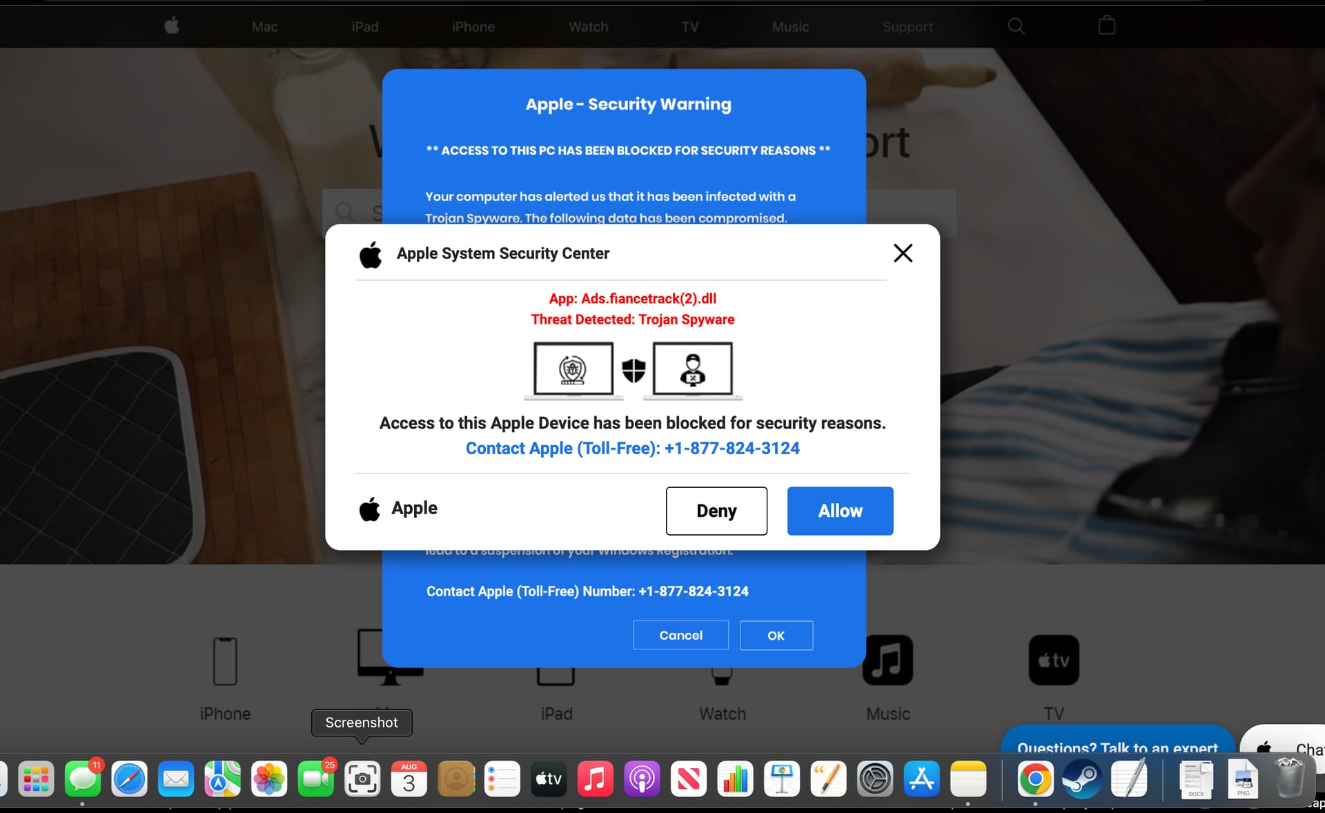 Apple Security Warning Scam Tech Support Scam Scammer Info