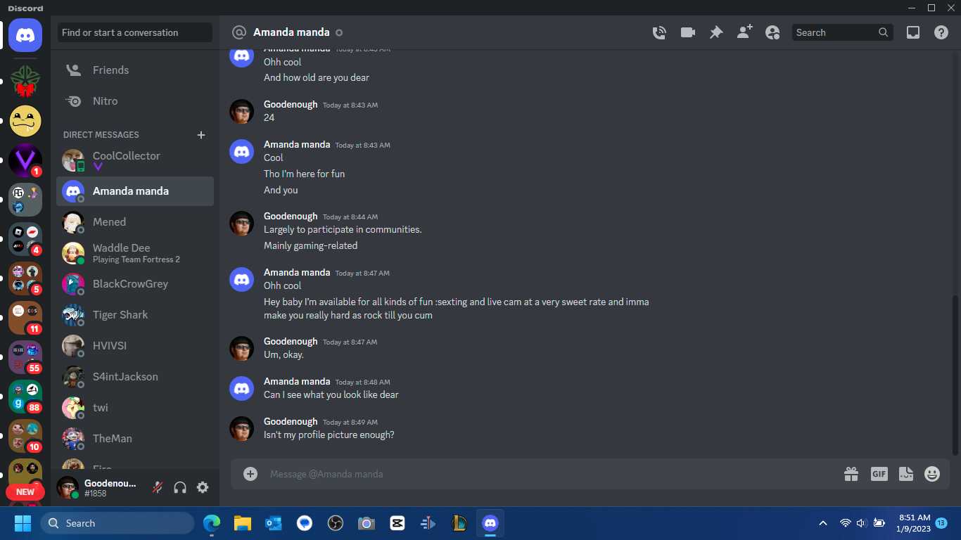 PLEASE READ!! POSSIBLE SCAMMER ON DISCORD!
