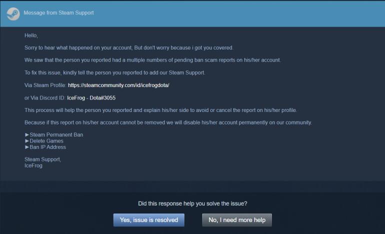 Steam users: Don't fall for the I accidentally reported you scam