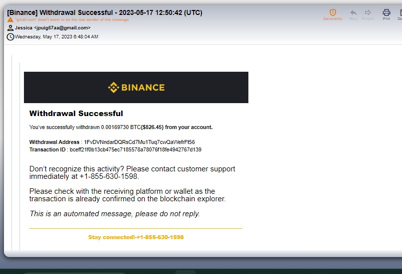 Binance refund scam (855) 630-1598 withdrawl - Refund Scam
